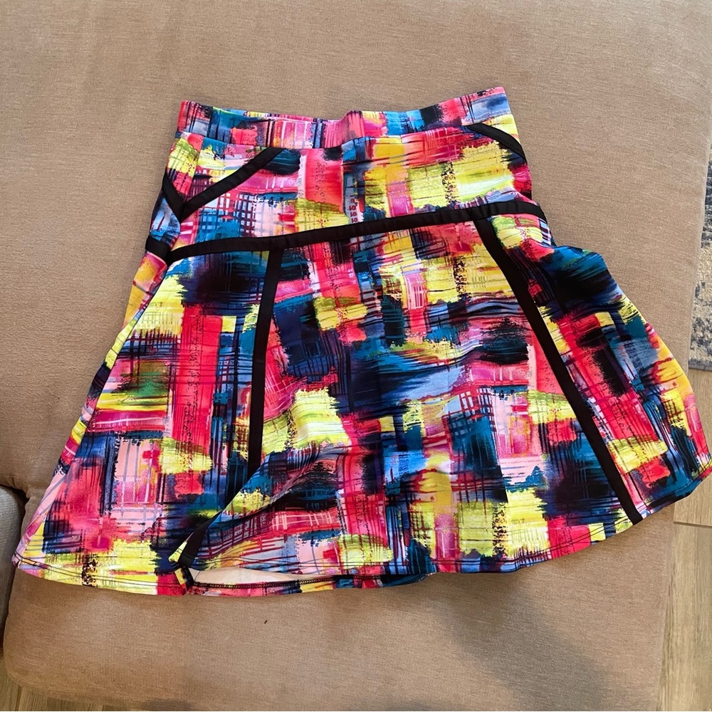 NY COLLECTION, knee length abstract skirt, LARGE